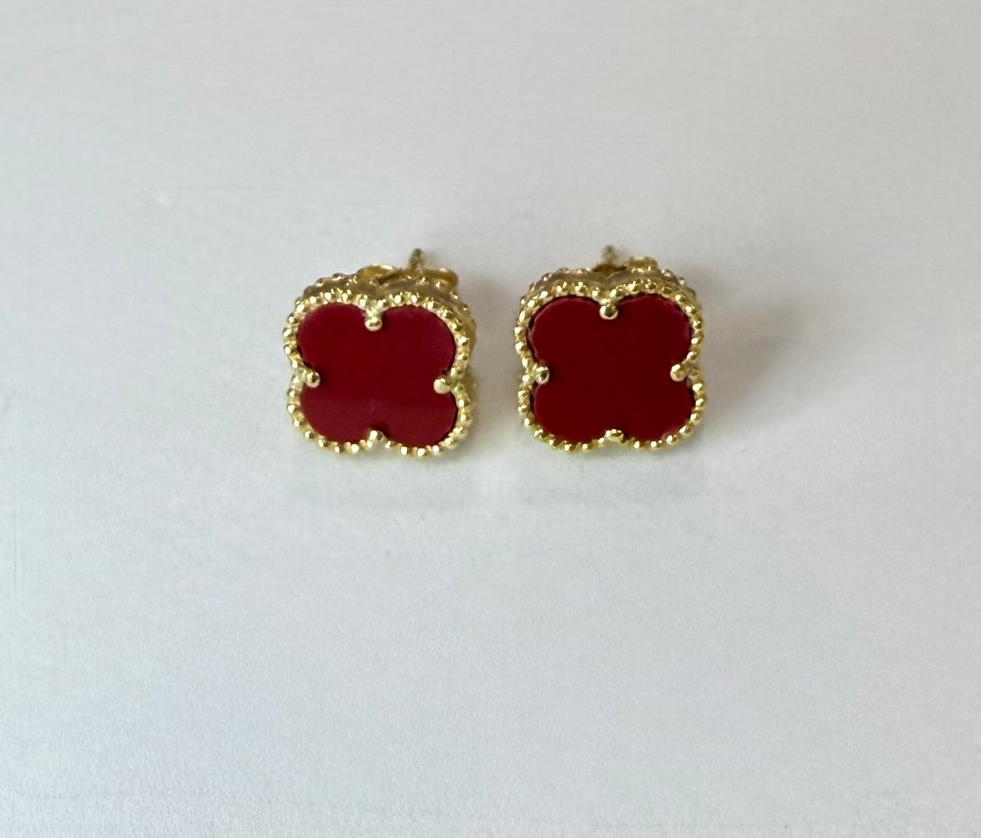 Spring red stud earrings