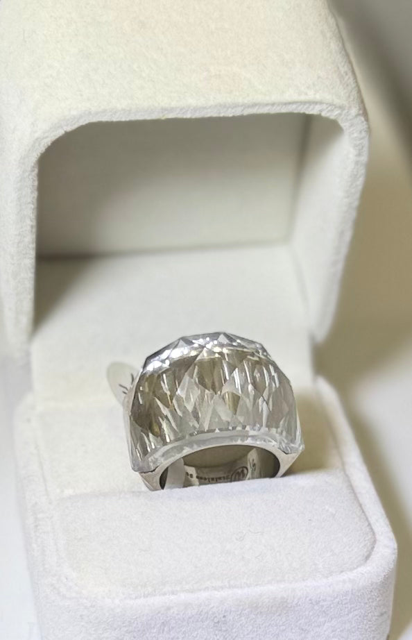 Crystal diamond ring