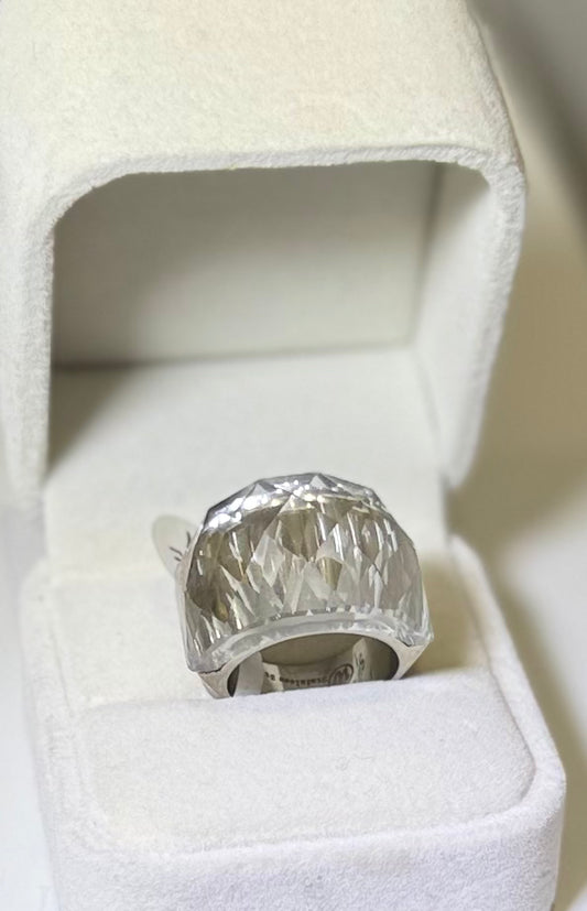 Crystal diamond ring